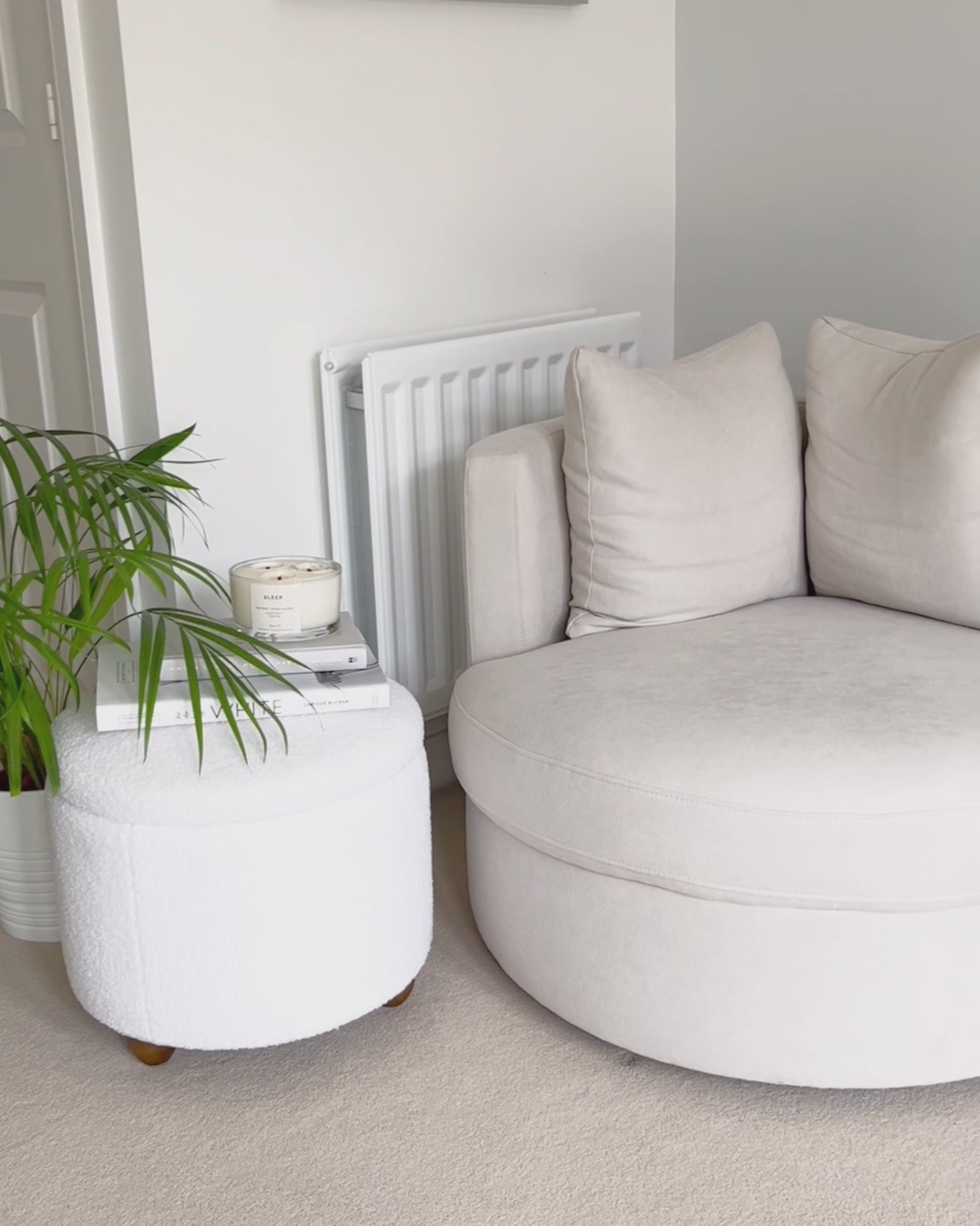 Swivel Armchair DALBY Fabric Light Beige with 360° Rotation, Removable Cushions and Pocket Spring Seat