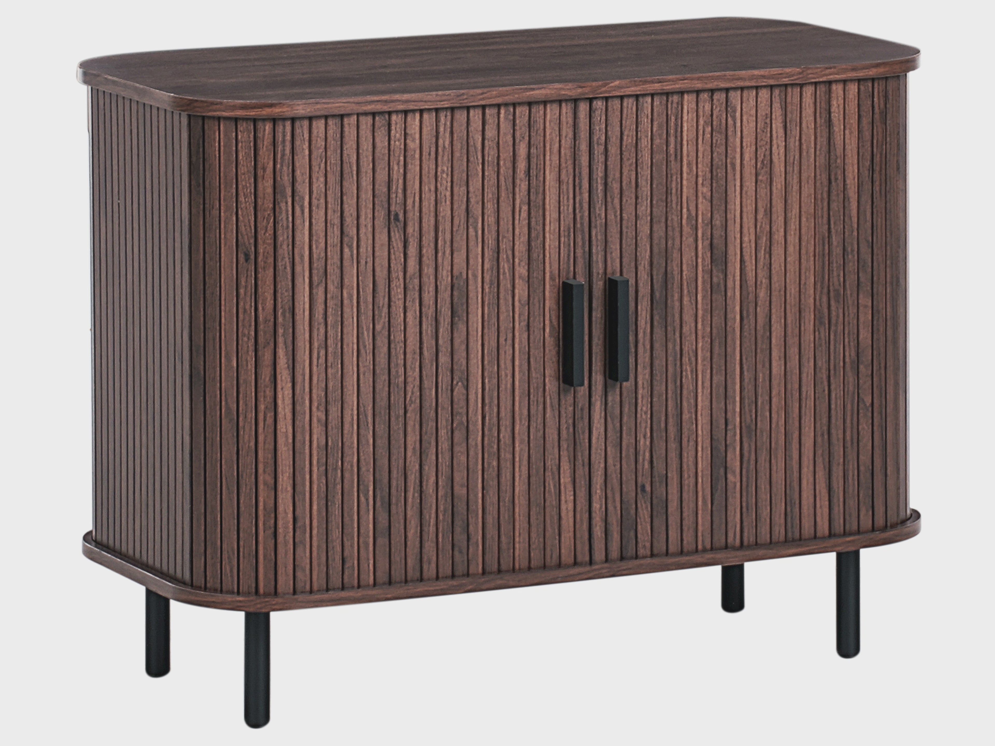 Retro Sliding Door Cabinet BRADLEY – Dark Brown Wooden Sideboard with Storage