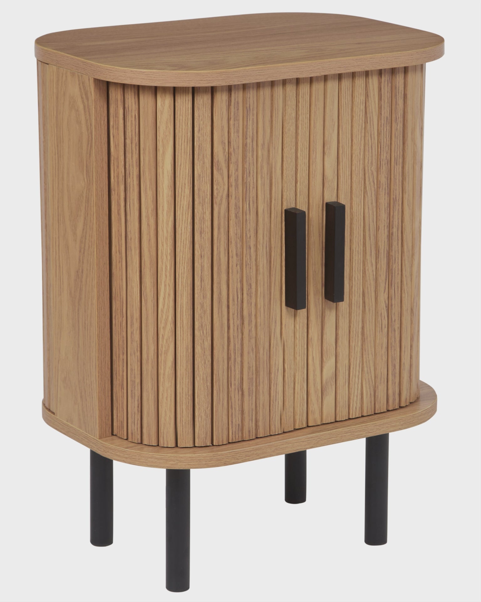 Bedside Table BRADLEY Brown with Sliding Doors, Retro Nightstand with Storage, MDF & Pine Wood, 40 x 30 x 55 cm