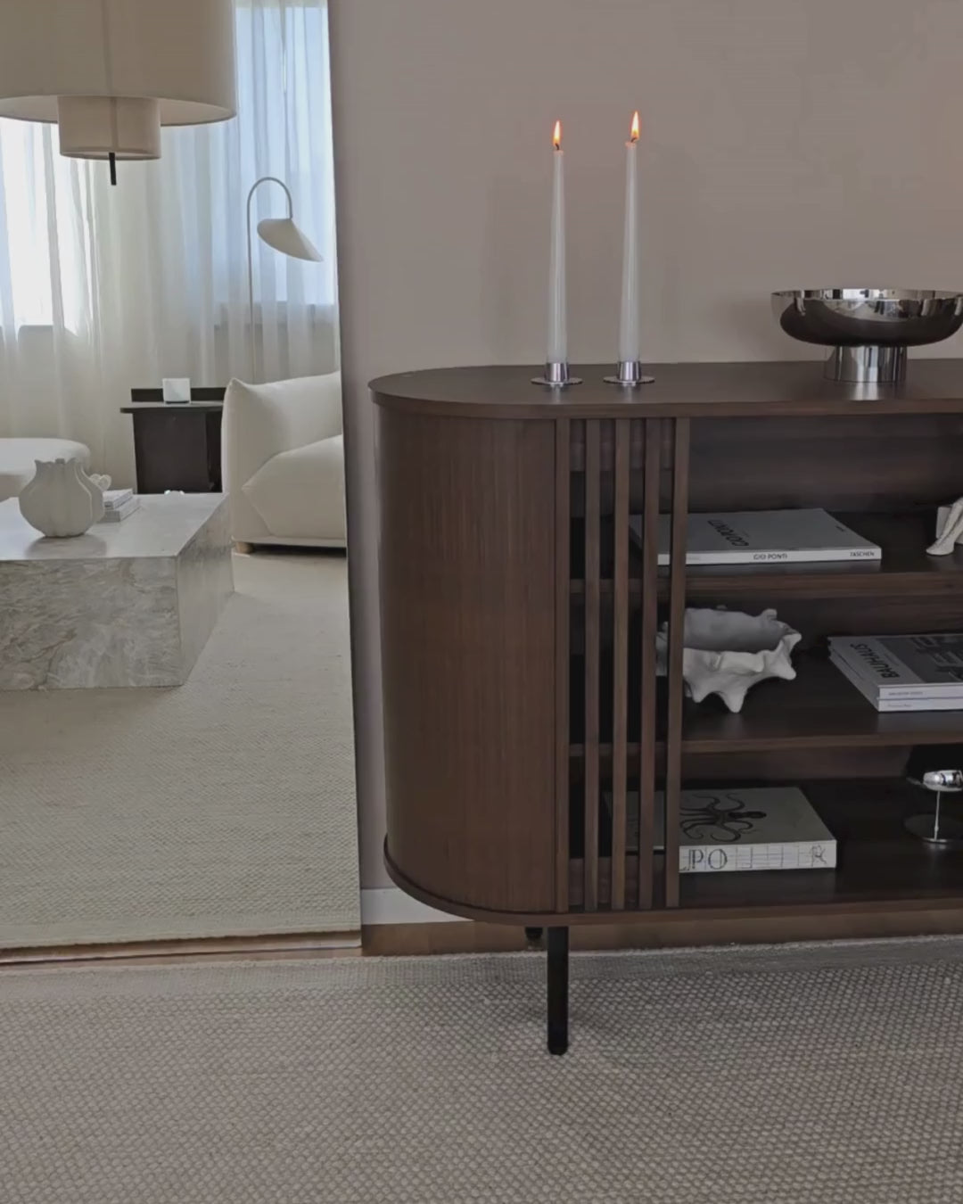 Retro Style Sideboard TAROON – Dark Brown Wood-Look Finish, 120 cm Storage Cabinet with Shelves and Metal Legs