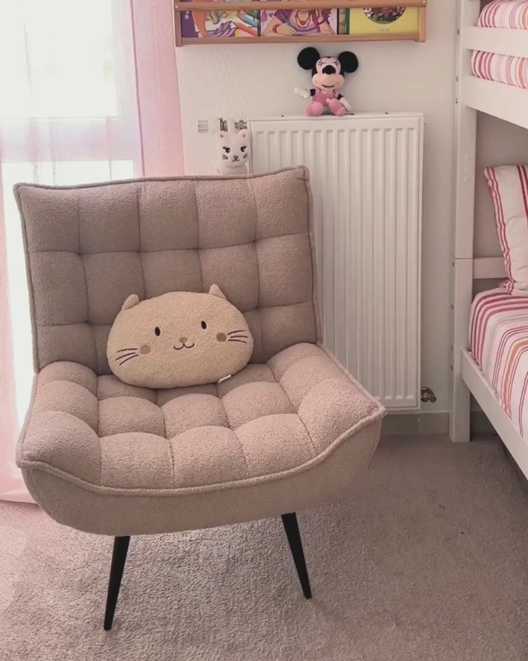 ALVESTA Boucle Beige Armchair – Modern Armless Accent Chair with Soft Upholstery