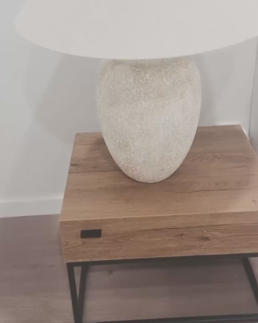 1 Drawer Industrial Bedside Table CAIRO – Light Brown, Concrete Effect, Metal Frame