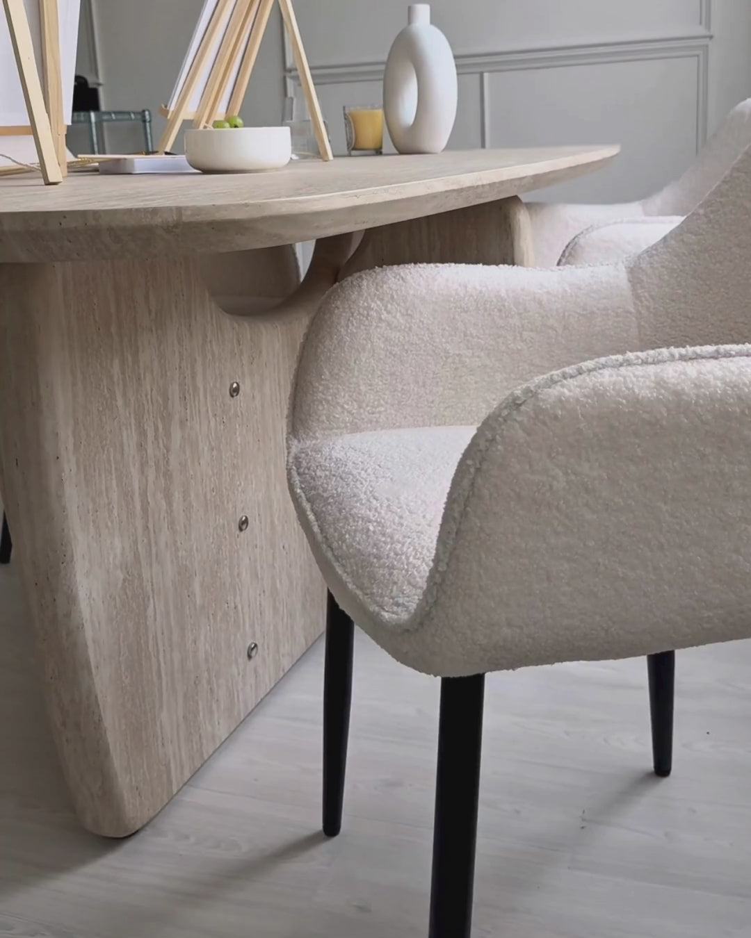 Dining Table TRAVERS Travertine Effect 180 × 90 cm