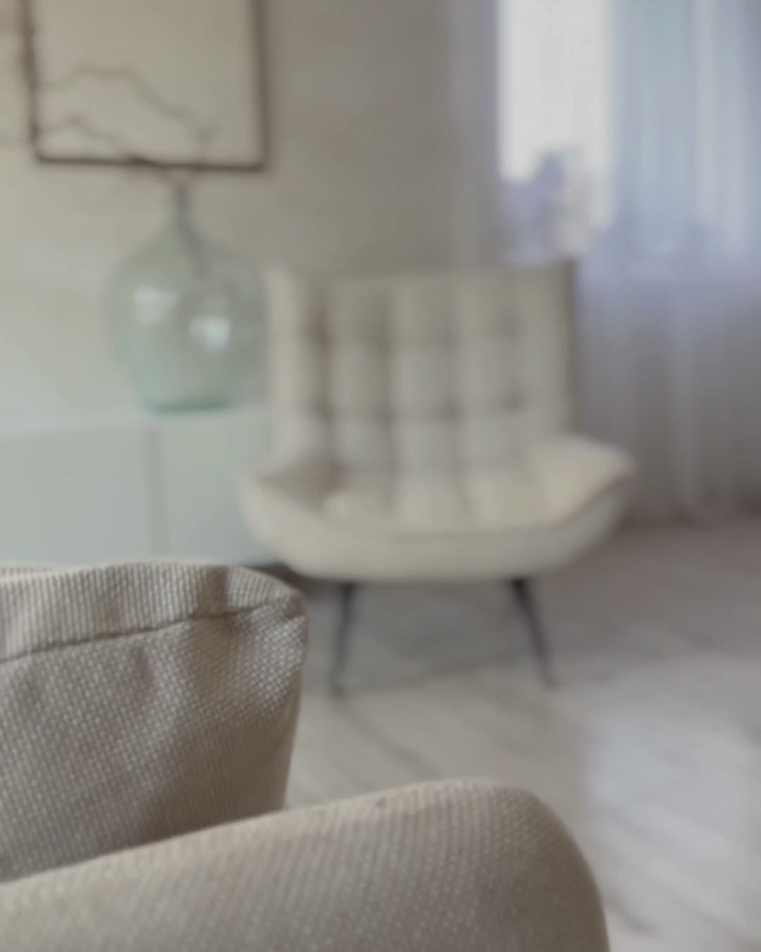 ALVESTA Boucle Light Beige Armchair – Modern Armless Accent Chair with Soft Upholstery