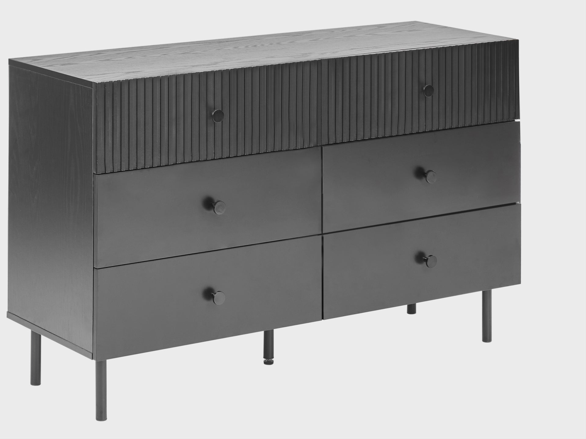 6-Drawer Chest COVENTRY – Modern Storage Unit in Black with Fluted Fronts