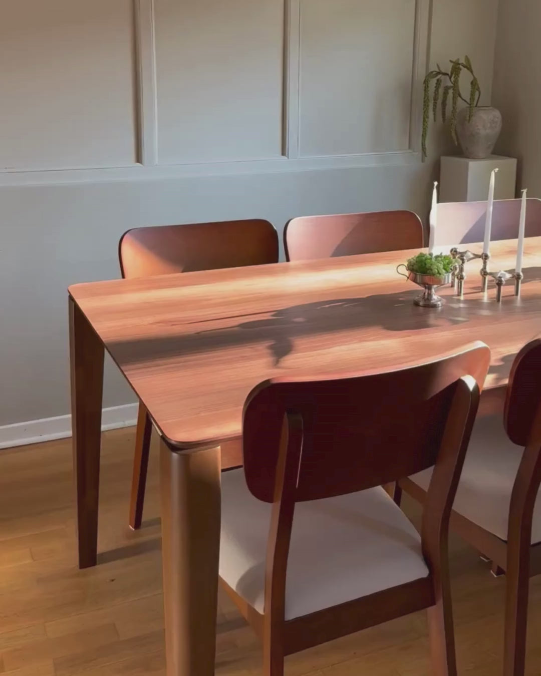 Dining Table LOTTIE Dark Brown 160 x 90 cm, Rectangular Walnut Veneer Table for 6 People