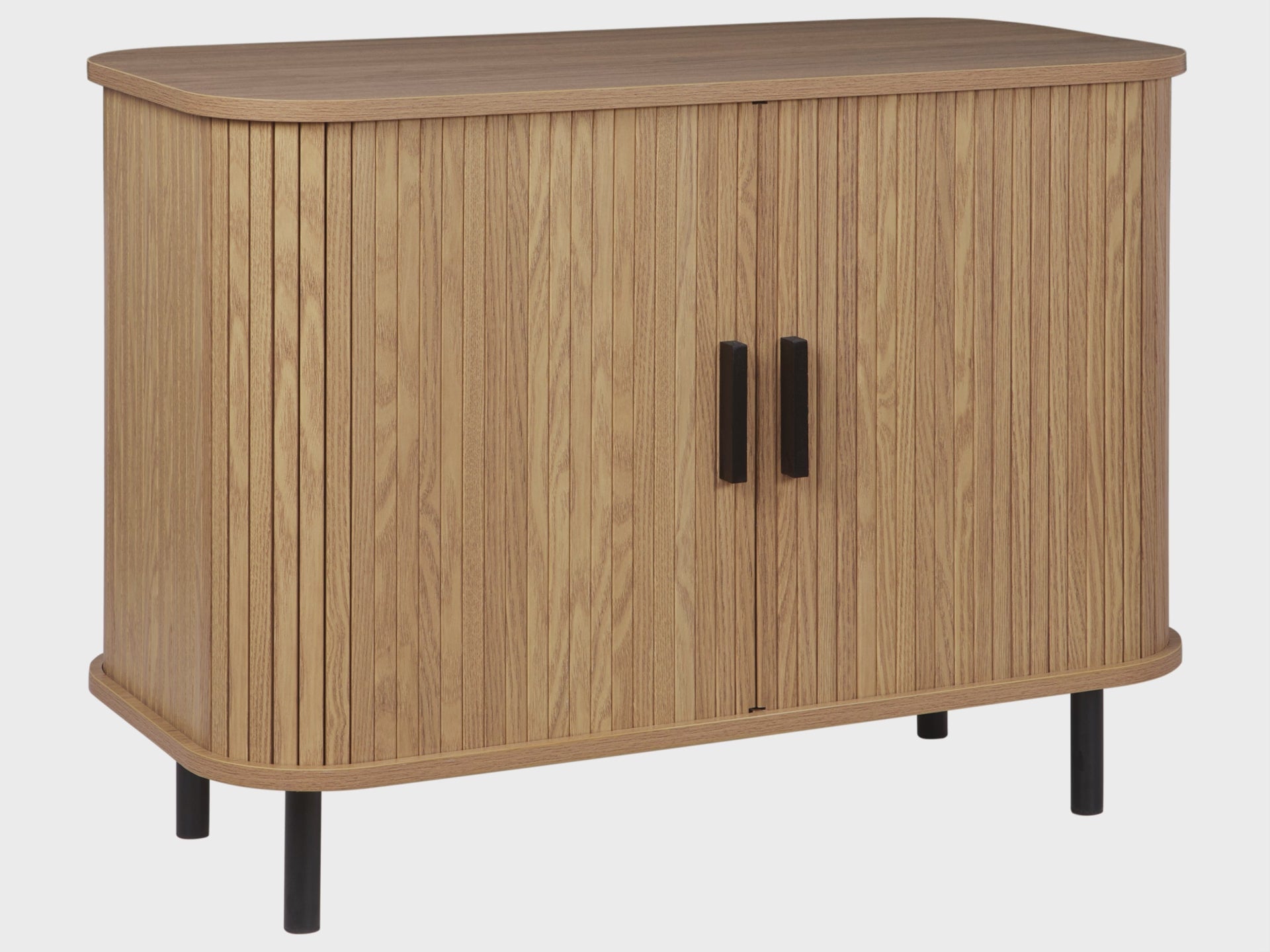 Retro Sliding Door Cabinet BRADLEY – Brown Wooden Sideboard with Storage