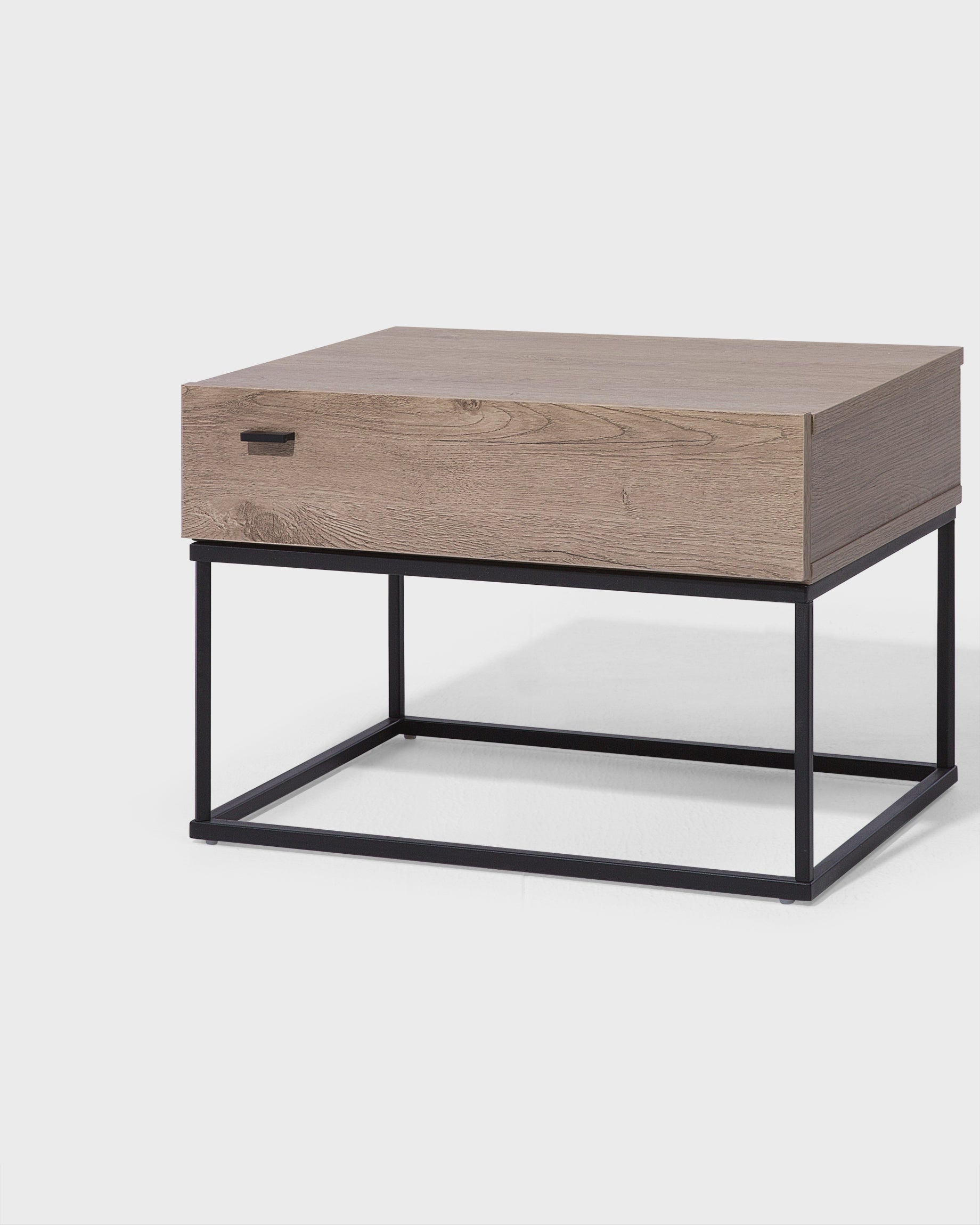 1 Drawer Industrial Bedside Table CAIRO – Light Brown, Concrete Effect, Metal Frame