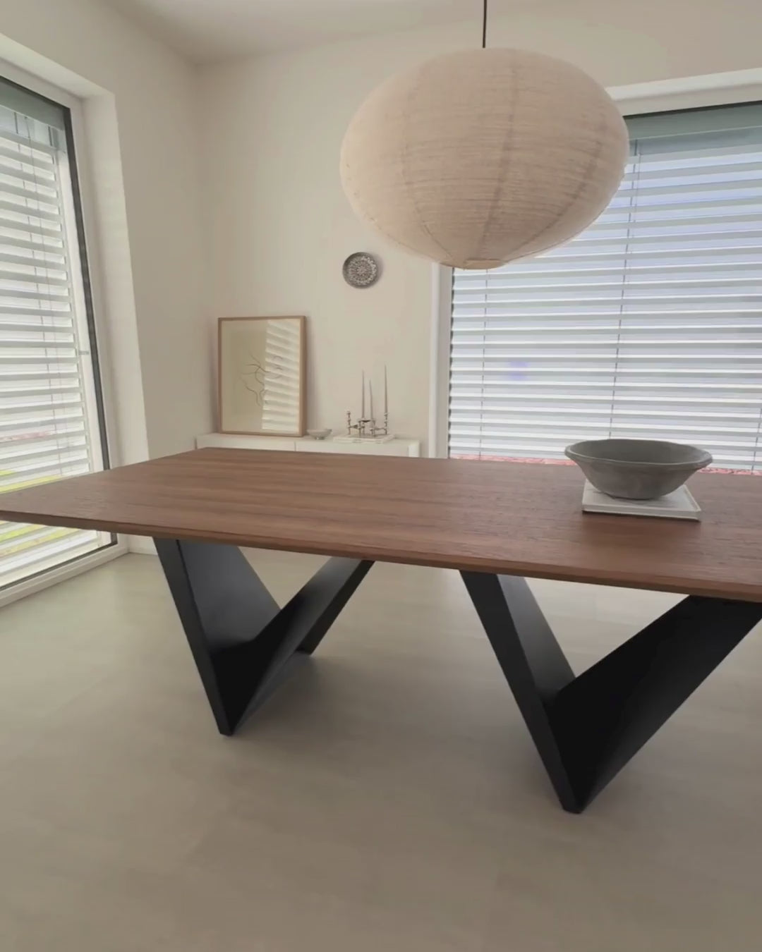 Dining Table SINTRA Dark Brown MDF with Metal Base 200 x 100 cm