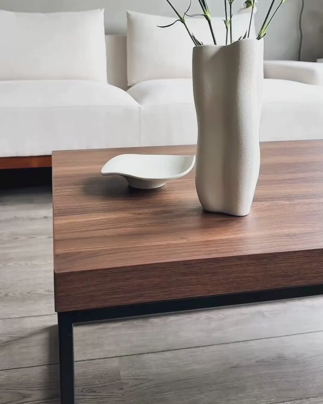 Industrial Coffee Table with Metal Frame – Dark Brown