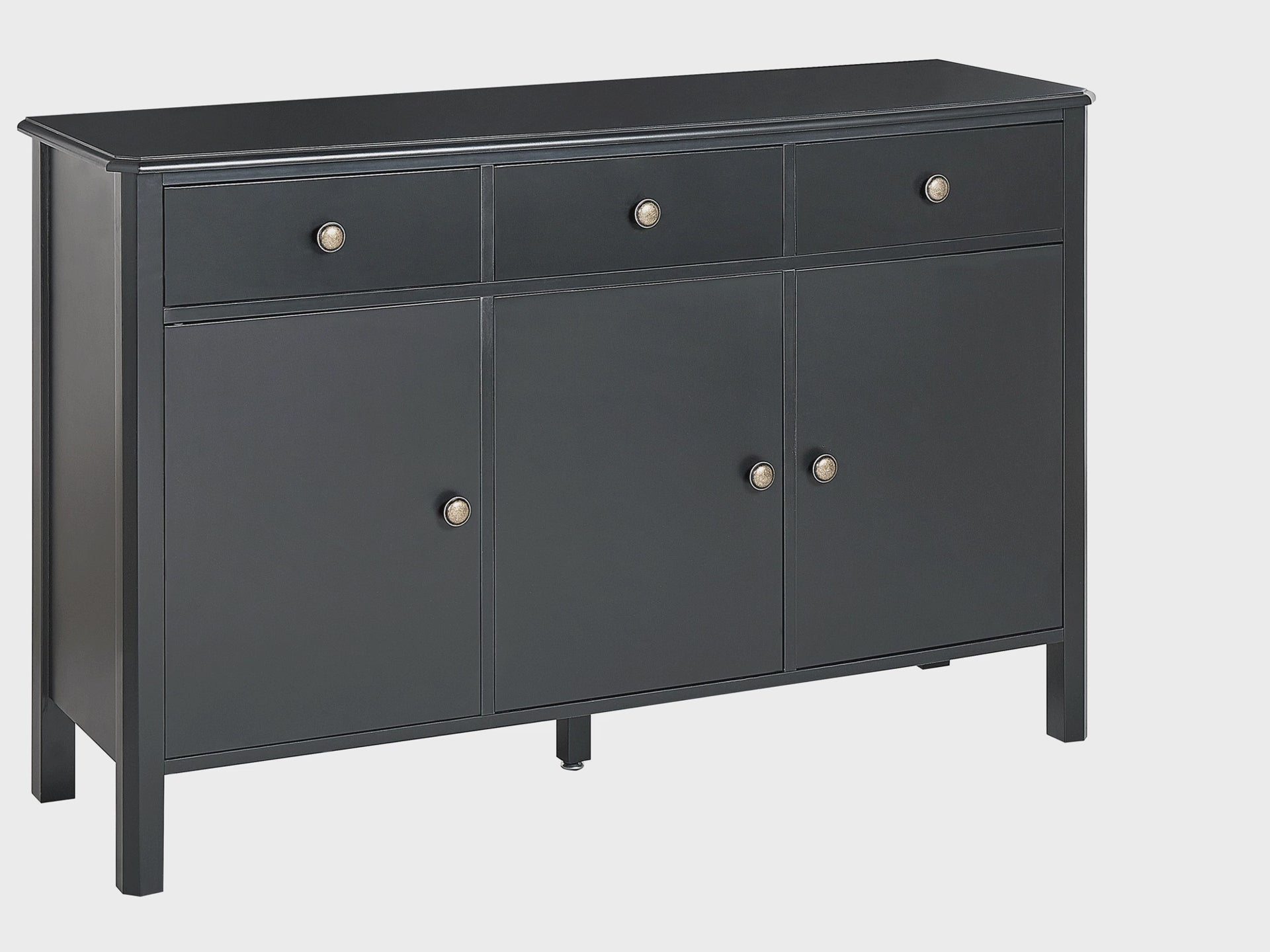 3 Door Sideboard OLATE Black, MDF Highboard Cabinet with Drawers, 120 cm