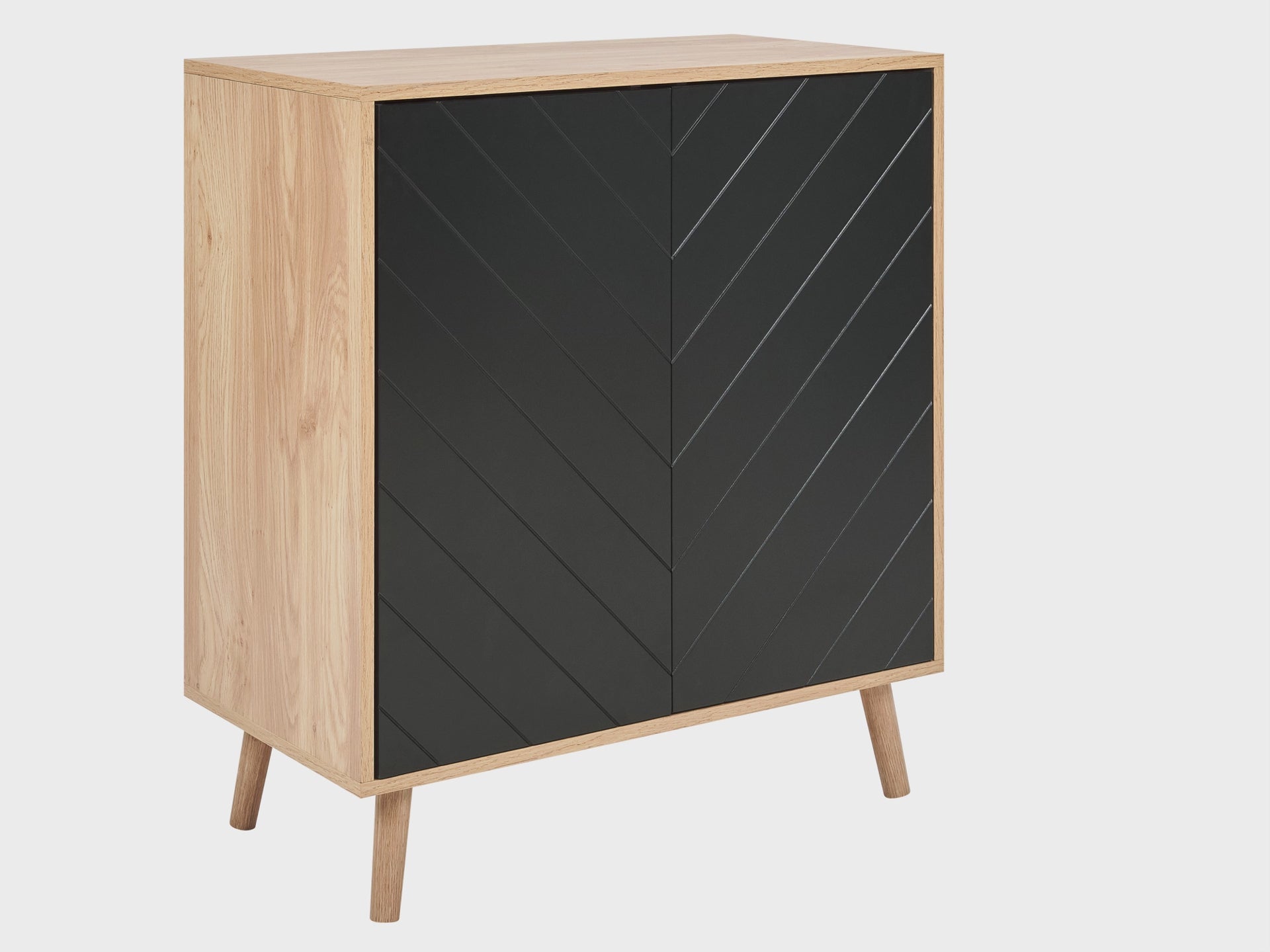 Scandinavian Cabinet BRISTOW Black with Shelves, MDF & Particle Board, 76×40×84 cm