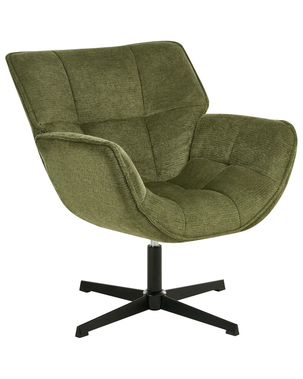 Swivel Armchair AUMA Fabric Green – Retro Accent Chair with 360° Swivel Base