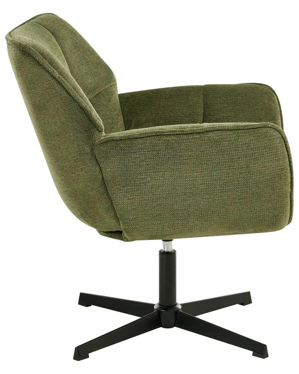 Swivel Armchair AUMA Fabric Green – Retro Accent Chair with 360° Swivel Base