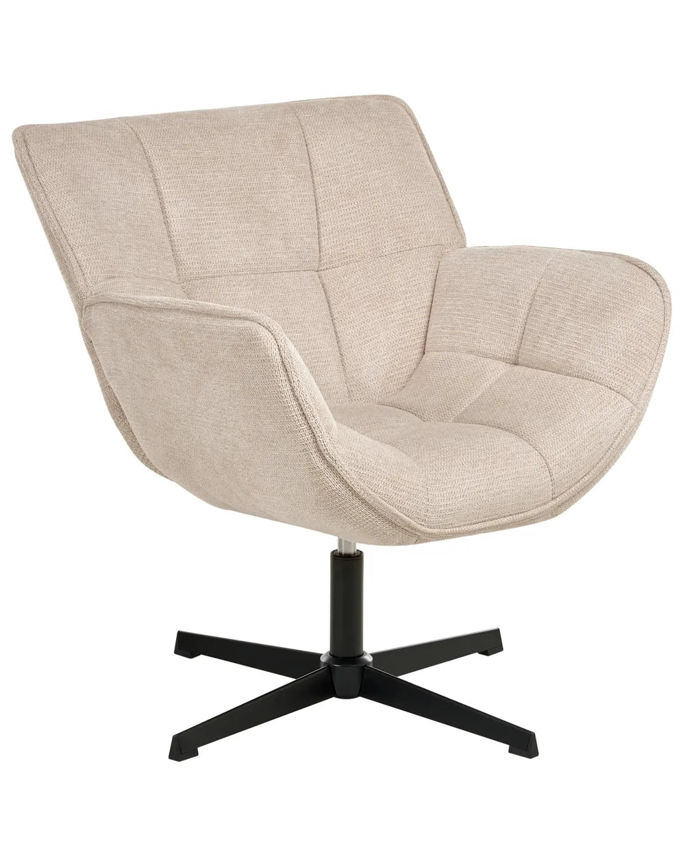 Swivel Armchair AUMA Fabric Beige – Retro Accent Chair with 360° Swivel Base