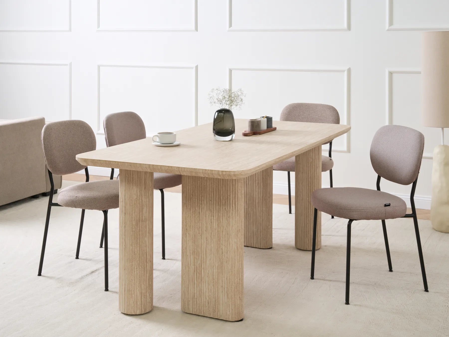 Dining Table BARROY Travertine Effect 180 x 90 cm