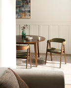 Modern Upholstered Dining Chair – Solid Wood Frame with Curved Backrest