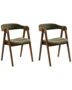 Modern Upholstered Dining Chair – Solid Wood Frame with Curved Backrest