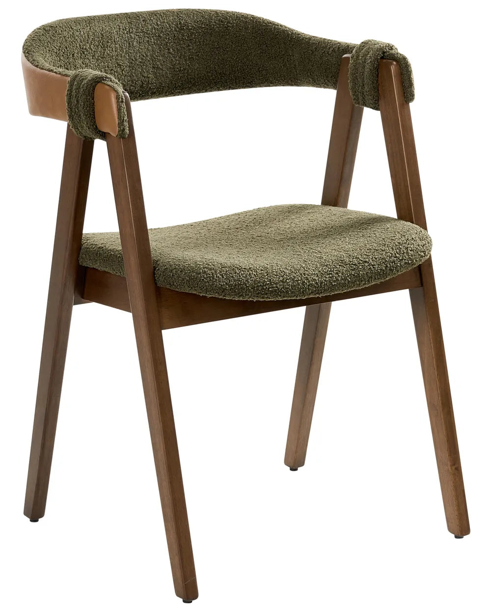 Modern Upholstered Dining Chair – Solid Wood Frame with Curved Backrest
