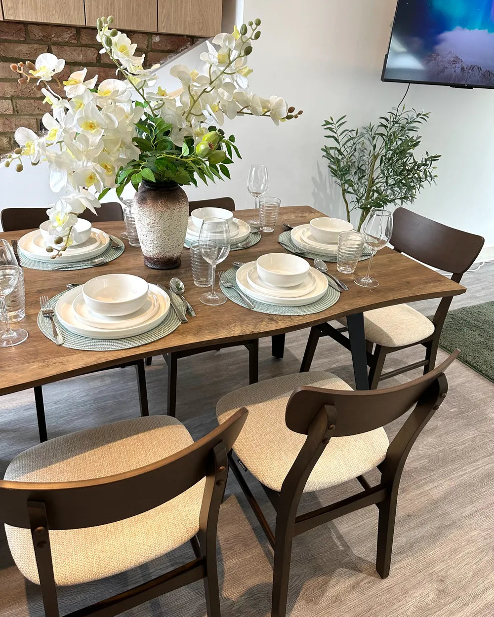 Dining Table WITNEY Dark Brown 160 x 90 cm – Rectangular MDF Table with Metal Legs