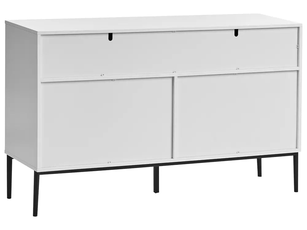 Modern LEDUC White 7-Drawer Chest with Ribbed Fronts, MDF Body and Metal Legs – Spacious Storage Sideboard for Living Room or Bedroom