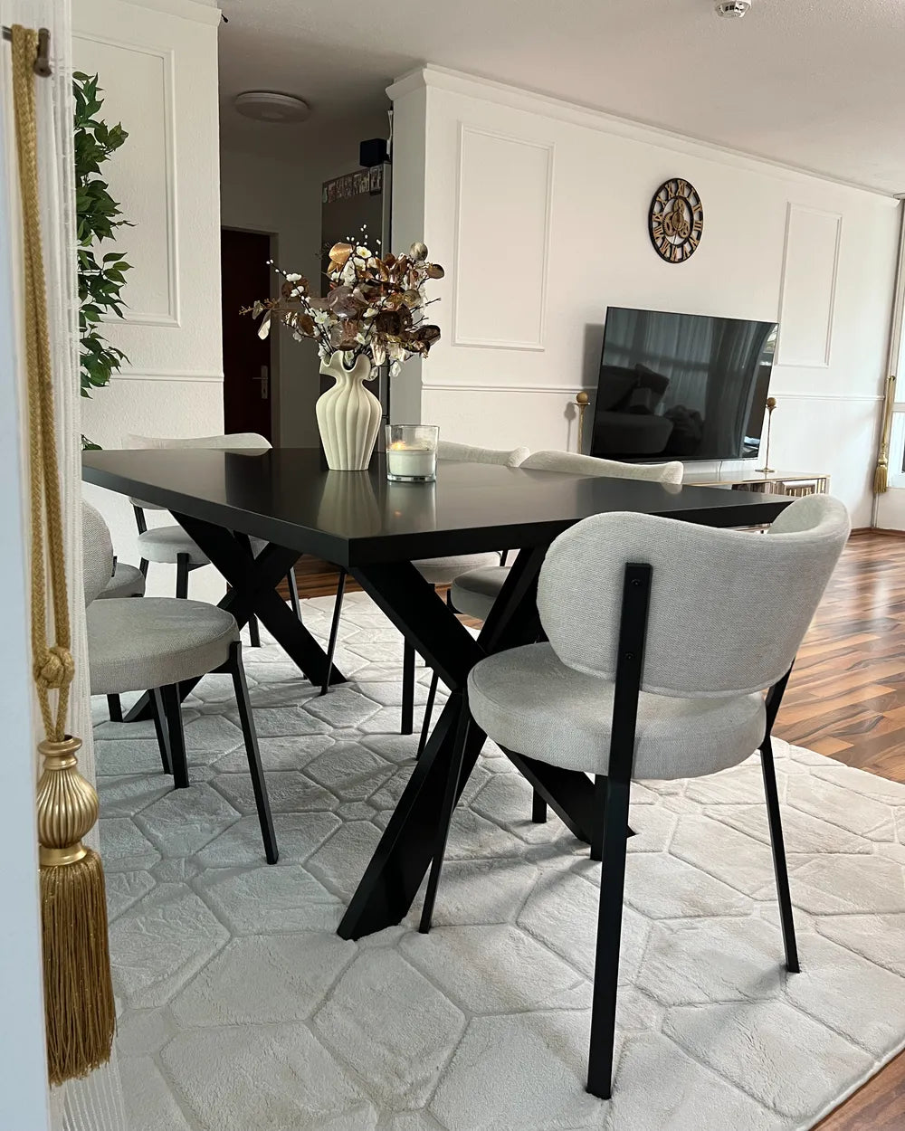 Kitchen Table LISALA Black 180 × 100 cm – Seats up to 8 People