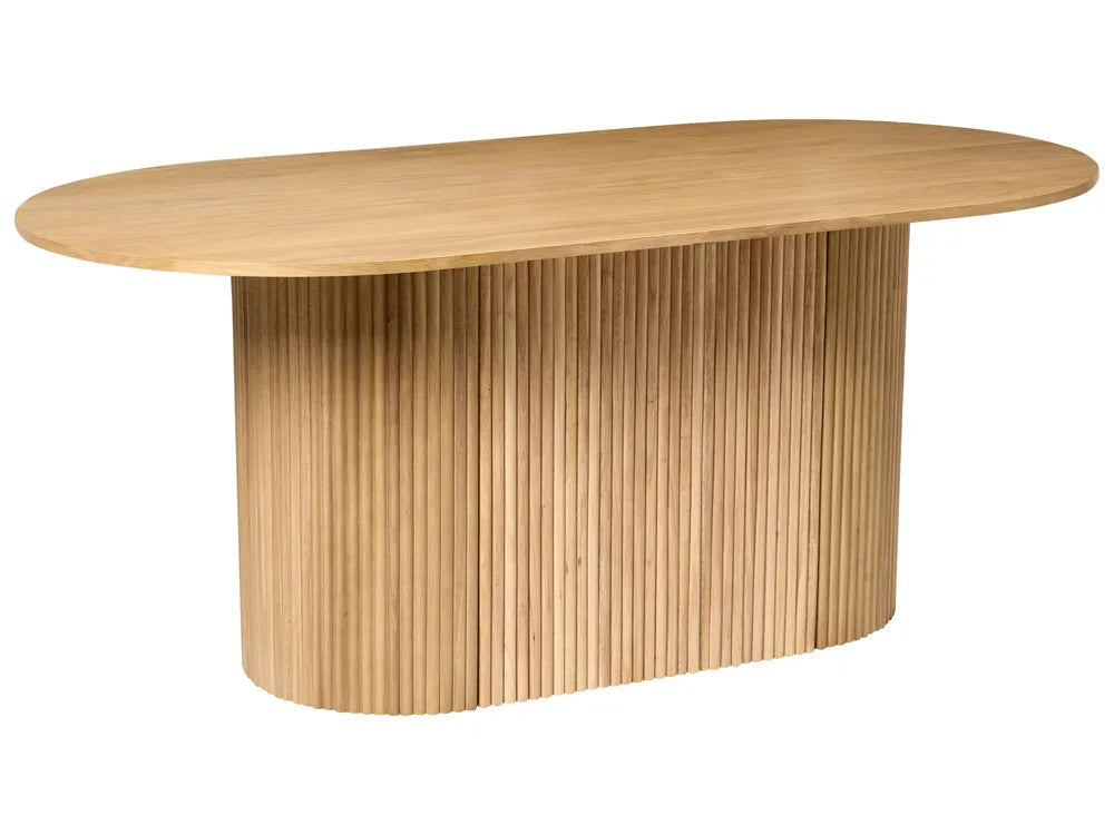 Dining Table LUNNIN Light Oak 180 x 90 cm – Oval Dining Table with Slatted Base