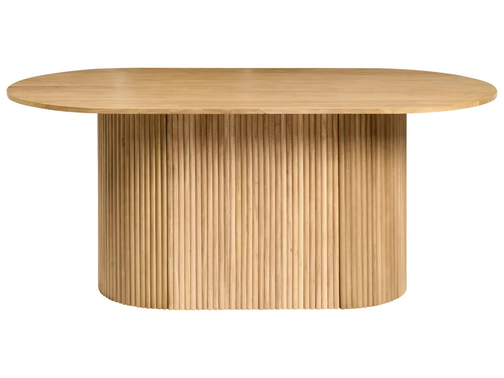 Dining Table LUNNIN Light Oak 180 x 90 cm – Oval Dining Table with Slatted Base