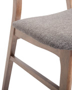 Scandinavian Wooden Dining Chair – Upholstered Seat with Curved Backrest