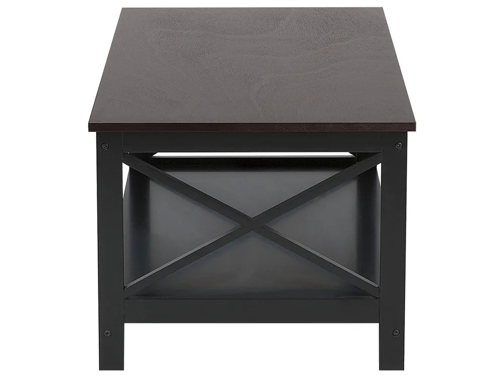 FOSTER Black 2-Tier Coffee Table with Storage Shelf, MDF