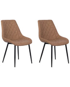 Modern Upholstered Dining Chair – Quilted Faux Leather with Black Metal Legs