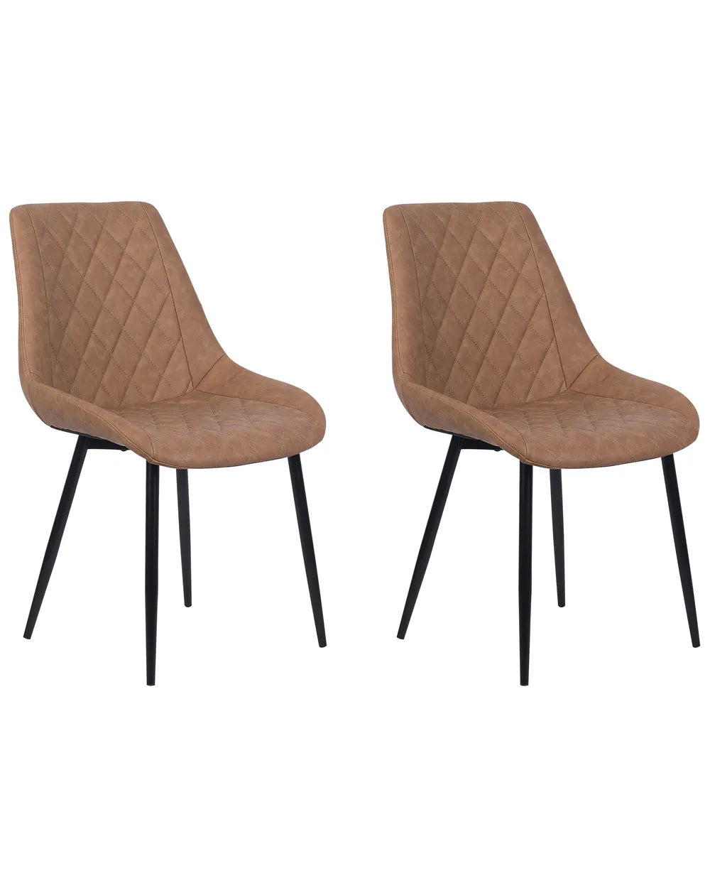 Modern Upholstered Dining Chair – Quilted Faux Leather with Black Metal Legs