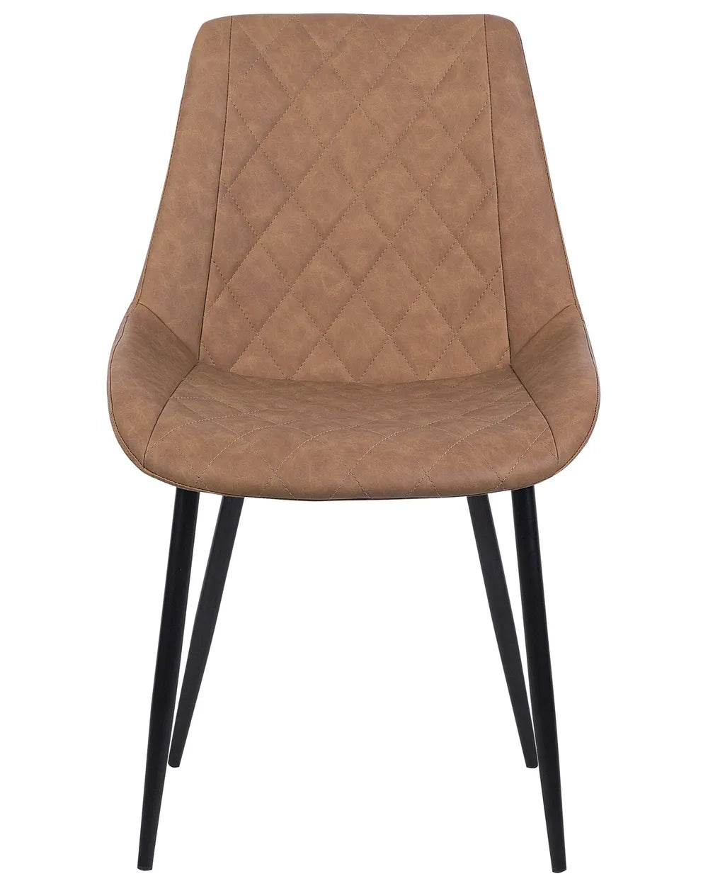 Modern Upholstered Dining Chair – Quilted Faux Leather with Black Metal Legs