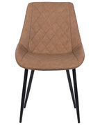 Modern Upholstered Dining Chair – Quilted Faux Leather with Black Metal Legs