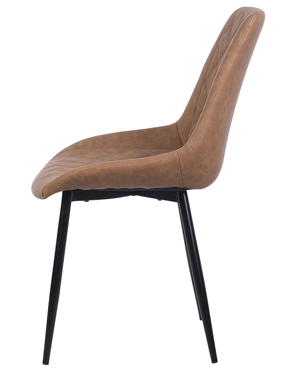 Modern Upholstered Dining Chair – Quilted Faux Leather with Black Metal Legs