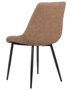 Modern Upholstered Dining Chair – Quilted Faux Leather with Black Metal Legs