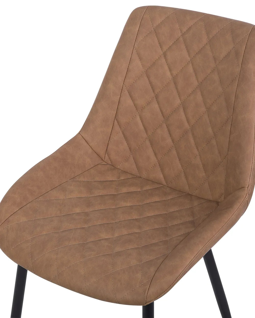 Modern Upholstered Dining Chair – Quilted Faux Leather with Black Metal Legs