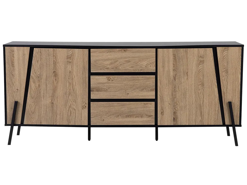 2 Door Sideboard BLACKPOOL Brown/Black – Modern Highboard Cabinet with Drawers