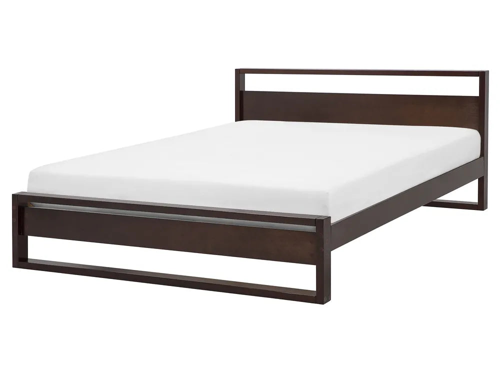 Modern Low Platform Bed Frame – Dark Walnut Minimalist Bed