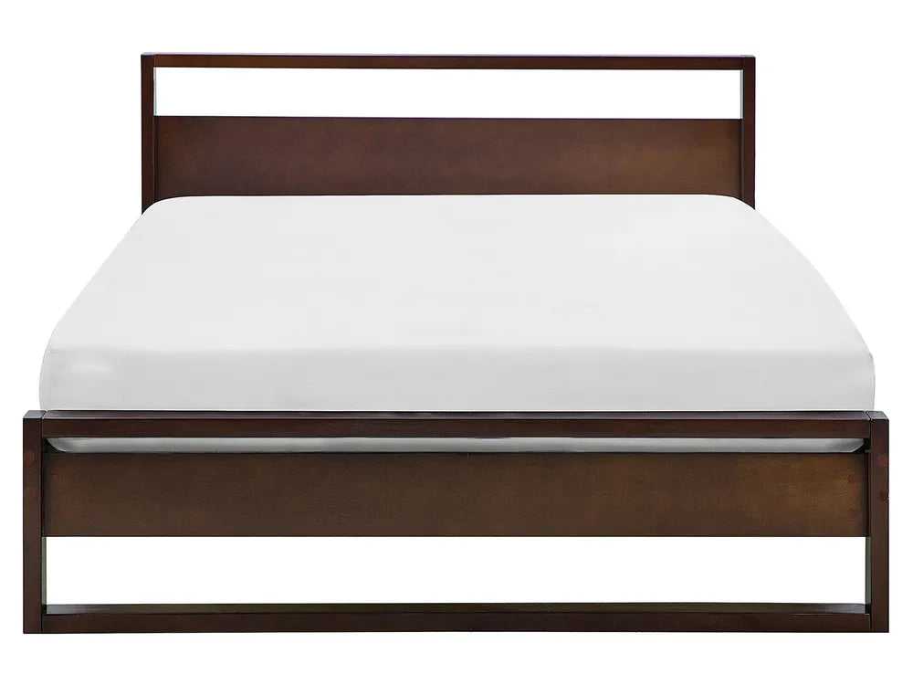 Modern Low Platform Bed Frame – Dark Walnut Minimalist Bed