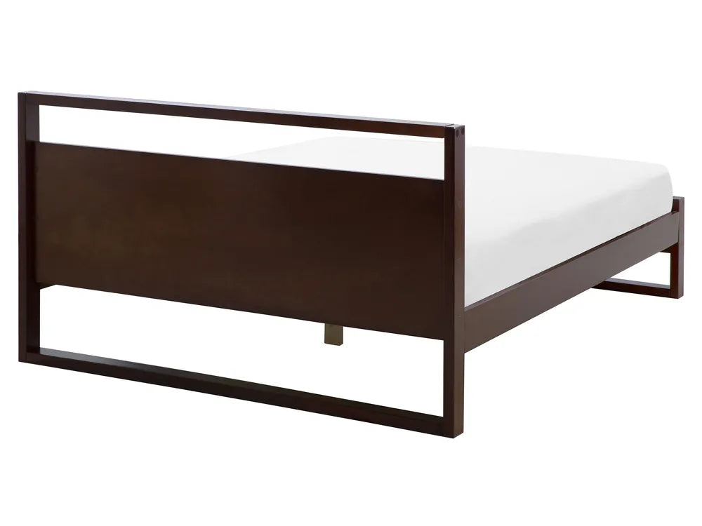 Modern Low Platform Bed Frame – Dark Walnut Minimalist Bed