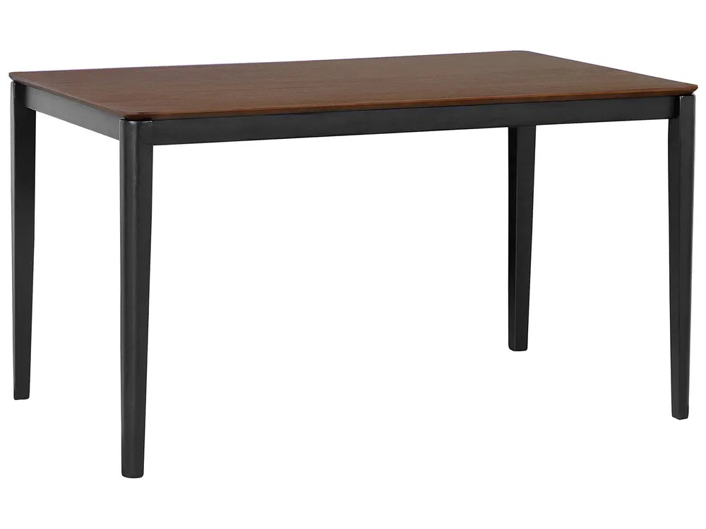 CEDAR Dark Walnut Dining Table 135 x 80 cm – Rectangular MDF Table with Rubberwood Legs