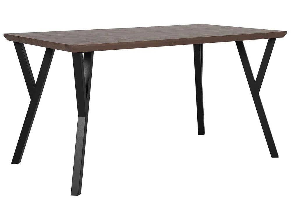 Dining Table BRAVO Dark Brown 140 x 80 cm – Rectangular MDF Table with Metal Legs