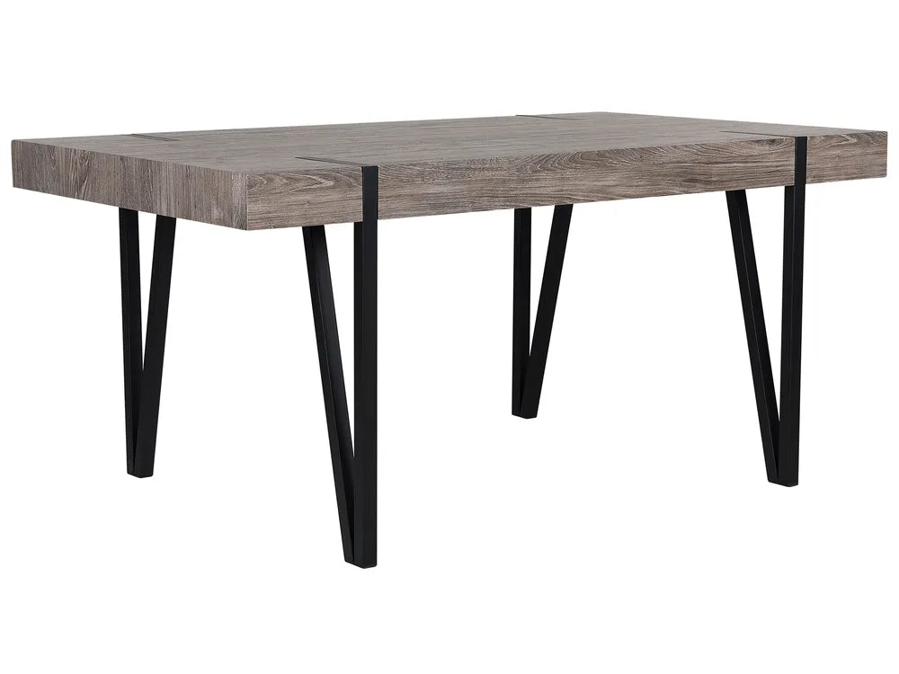 Industrial Rustic Dining Table – Wood Grain Top with Black Metal Legs
