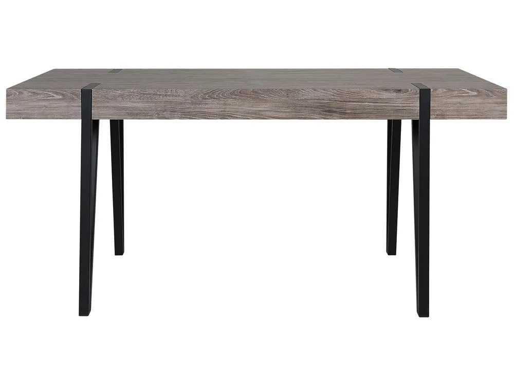 Industrial Rustic Dining Table – Wood Grain Top with Black Metal Legs