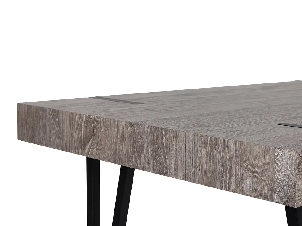 Industrial Rustic Dining Table – Wood Grain Top with Black Metal Legs