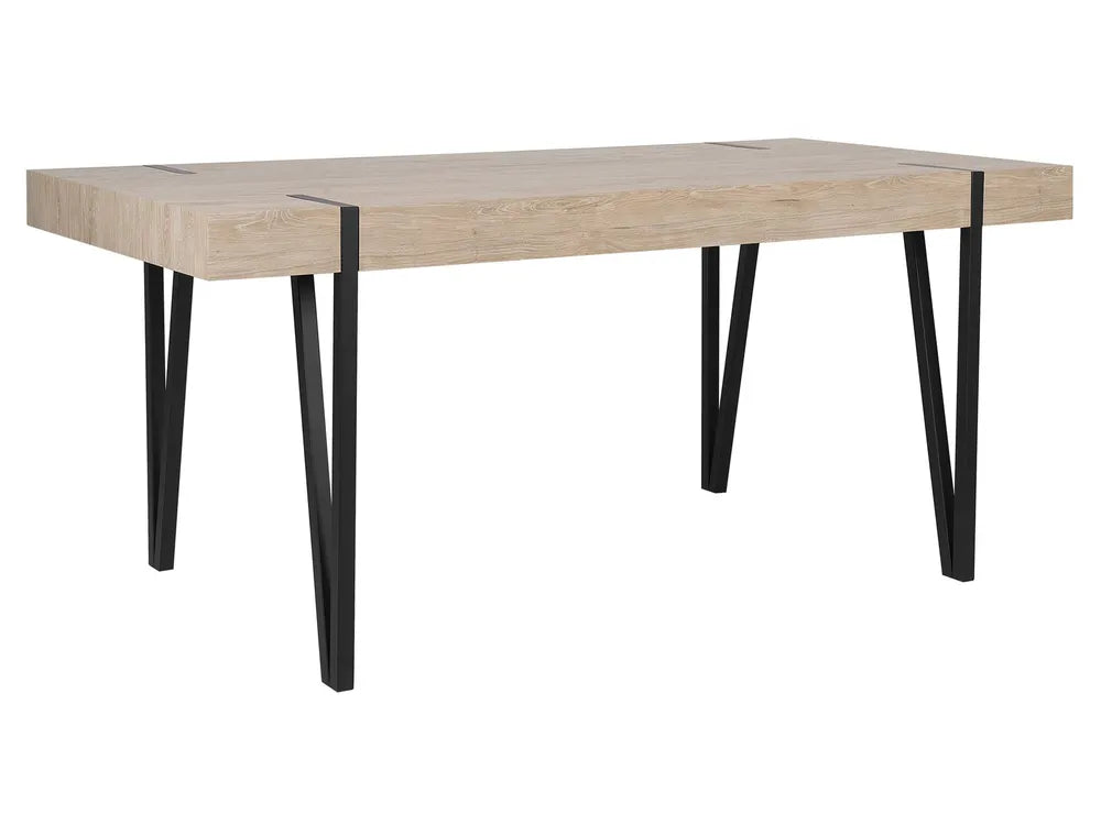 Industrial Rustic Dining Table – Wood Grain Top with Black Metal Legs