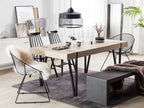 Industrial Rustic Dining Table – Wood Grain Top with Black Metal Legs