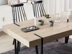 Industrial Rustic Dining Table – Wood Grain Top with Black Metal Legs