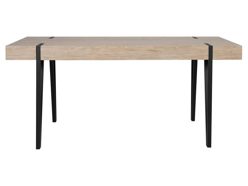 Industrial Rustic Dining Table – Wood Grain Top with Black Metal Legs
